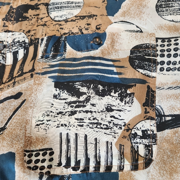 Vintage Expressions World Wide Havana Men's Abstract Print Shirt - Picture 11 of 12